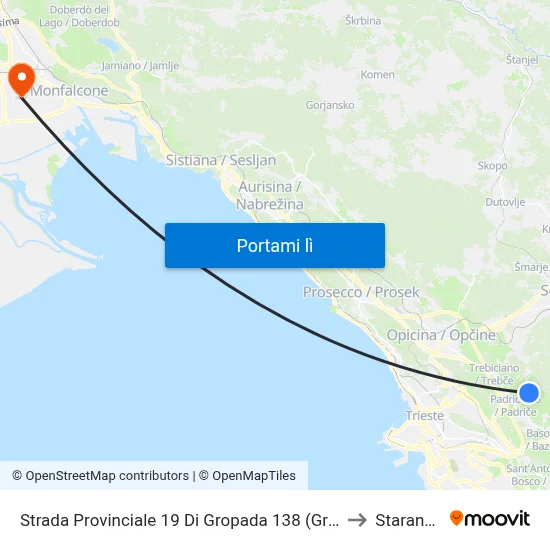 Strada Provinciale 19 Di Gropada 138 (Gropada Paese) to Staranzano map