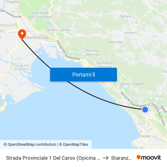 Strada Provinciale 1 Del Carso (Opicina 1249) to Staranzano map