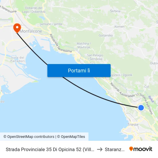 Strada Provinciale 35 Di Opicina 52 (Villaggio) to Staranzano map