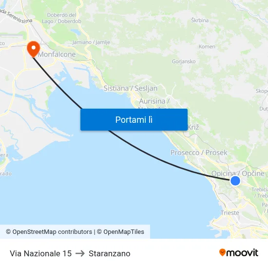 Via Nazionale 15 to Staranzano map