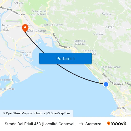 Strada Del Friuli 453 (Località Contovello) to Staranzano map