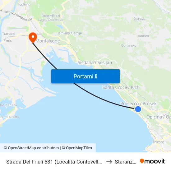 Strada Del Friuli 531 (Località Contovello, Scuola) to Staranzano map