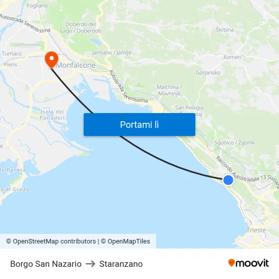 Borgo San Nazario to Staranzano map