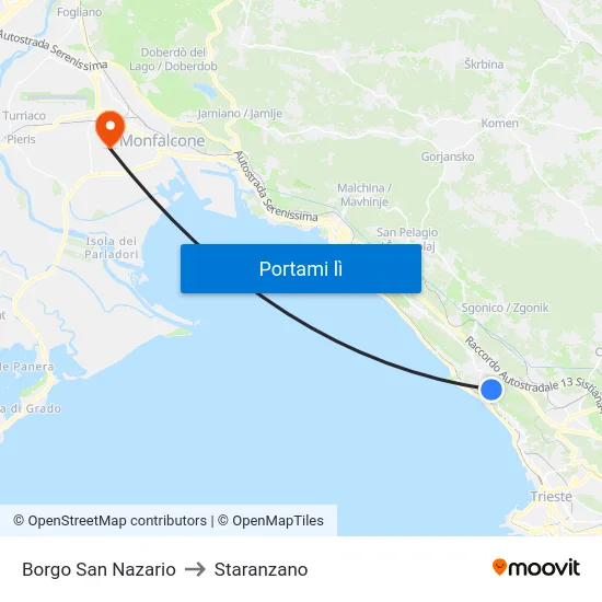 Borgo San Nazario to Staranzano map