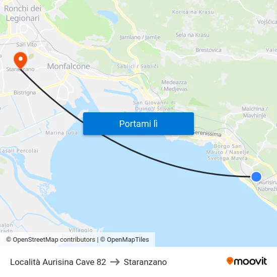 Località Aurisina Cave 82 to Staranzano map