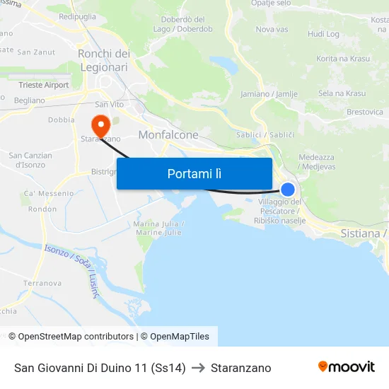 San Giovanni Di Duino 11  (Ss14) to Staranzano map