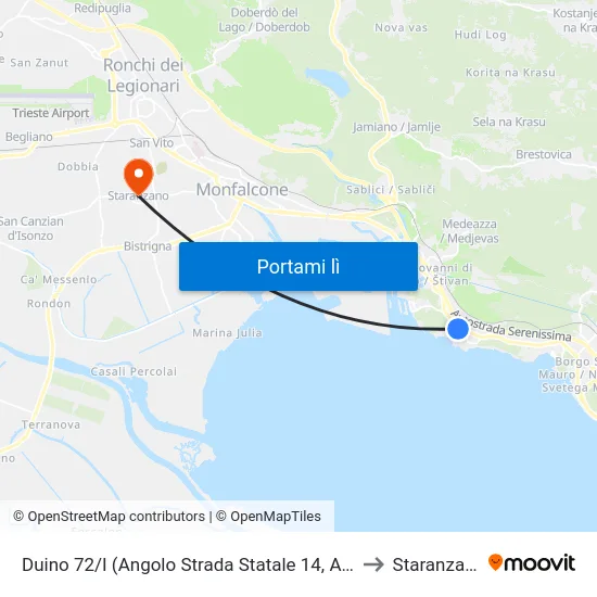 Duino 72/I (Angolo Strada Statale 14, Alice) to Staranzano map