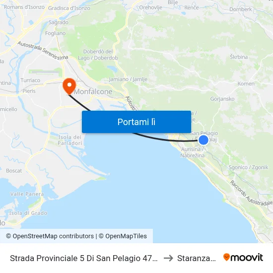 Strada Provinciale 5 Di San Pelagio 47/A to Staranzano map
