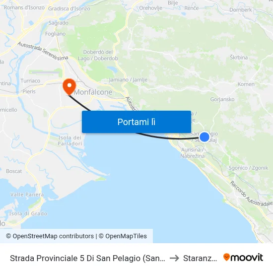 Strada Provinciale 5 Di San Pelagio (San Pelagio) to Staranzano map