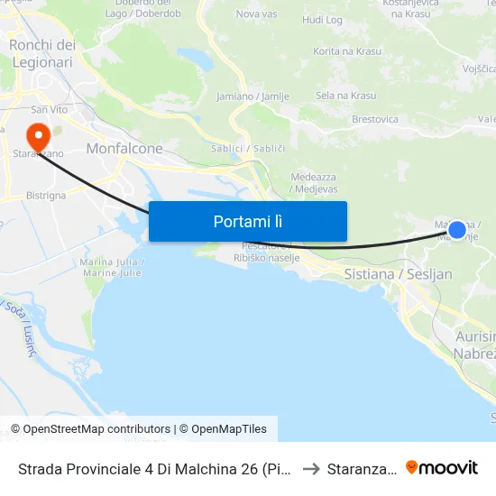 Strada Provinciale 4 Di Malchina 26 (Piazza) to Staranzano map