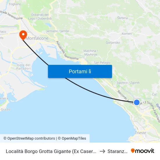 Località Borgo Grotta Gigante (Ex Caserma Dardi) to Staranzano map