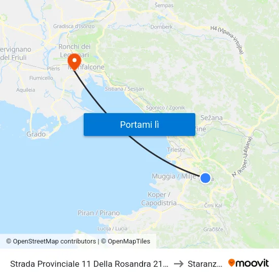 Strada Provinciale 11 Della Rosandra 216 (Dolina) to Staranzano map