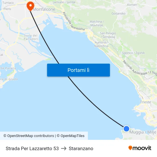 Strada Per Lazzaretto 53 to Staranzano map