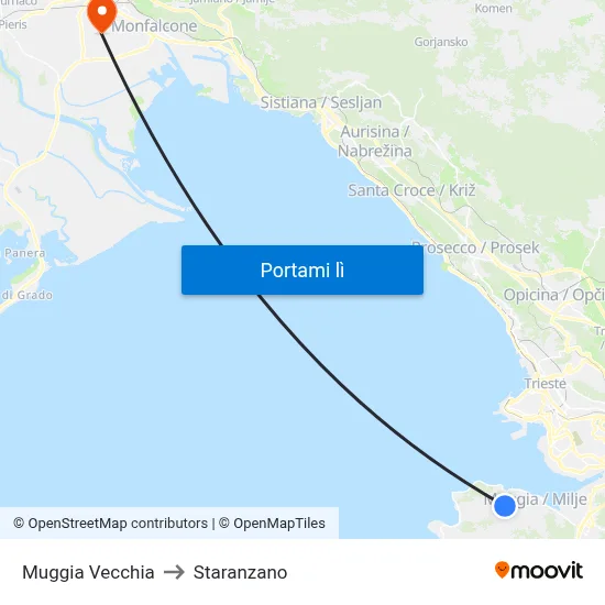 Muggia Vecchia to Staranzano map