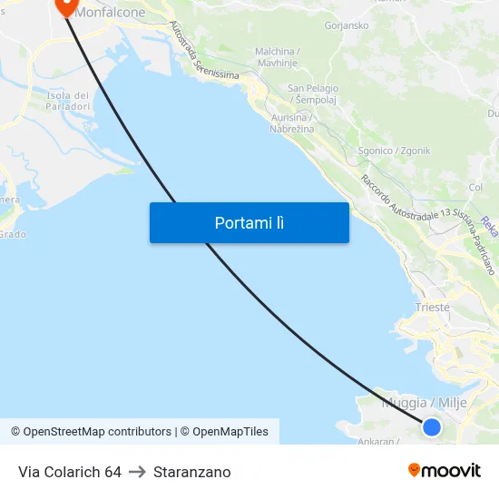 Via Colarich 64 to Staranzano map