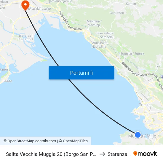 Salita Vecchia Muggia 20 (Borgo San Pietro) to Staranzano map