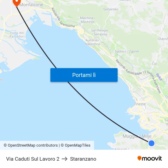 Via Caduti Sul Lavoro 2 to Staranzano map
