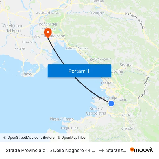 Strada Provinciale 15 Delle Noghere 44 (Famila) to Staranzano map