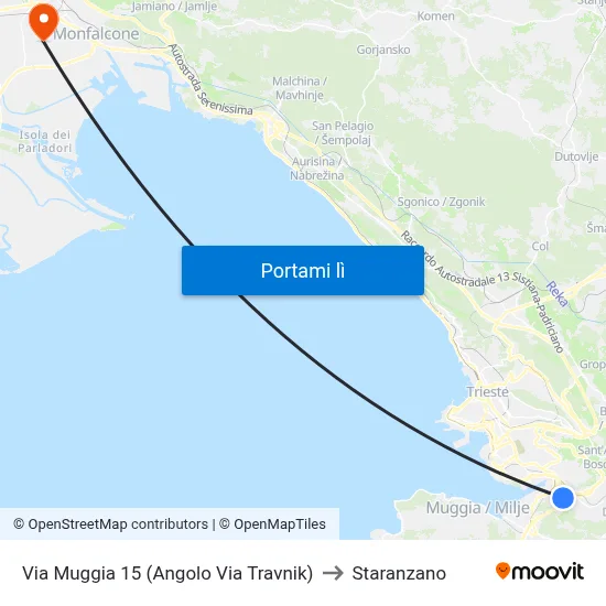 Via Muggia 15 (Angolo Via Travnik) to Staranzano map