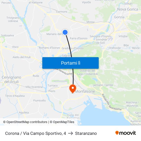 Corona / Via Campo Sportivo, 4 to Staranzano map