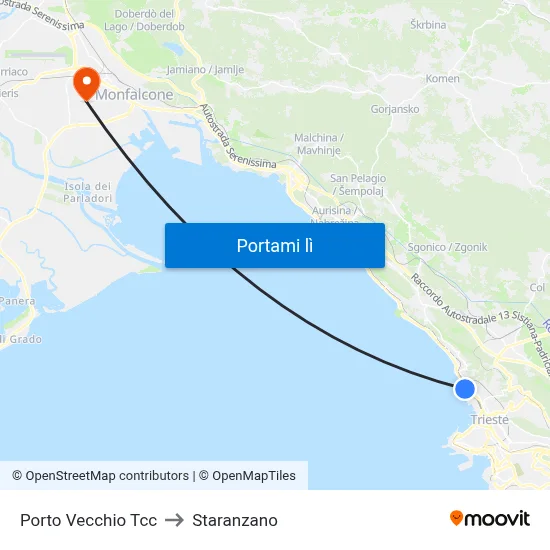 Porto Vecchio Tcc to Staranzano map