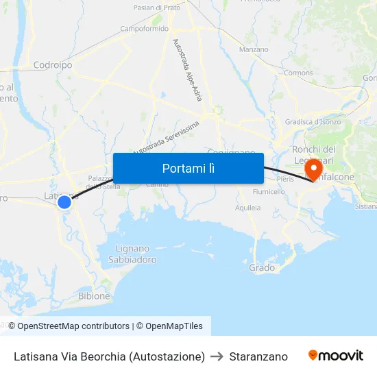Latisana Via Beorchia (Autostazione) to Staranzano map
