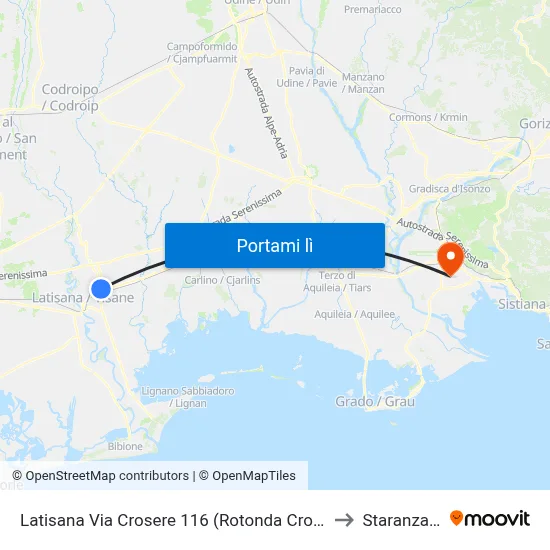 Latisana Via Crosere 116 (Rotonda Crosere) to Staranzano map