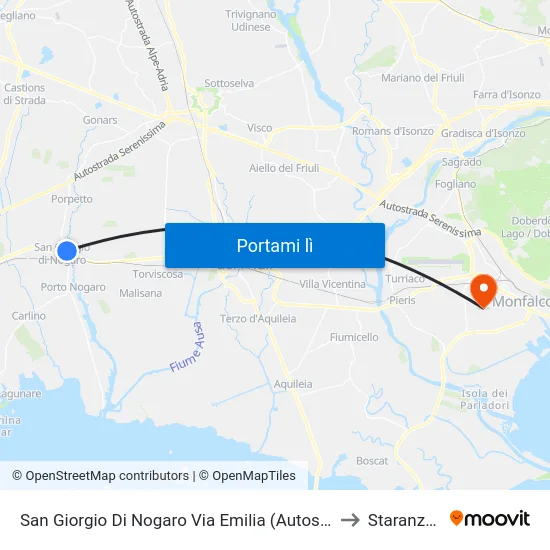 San Giorgio Di Nogaro Via Emilia (Autostazione) to Staranzano map