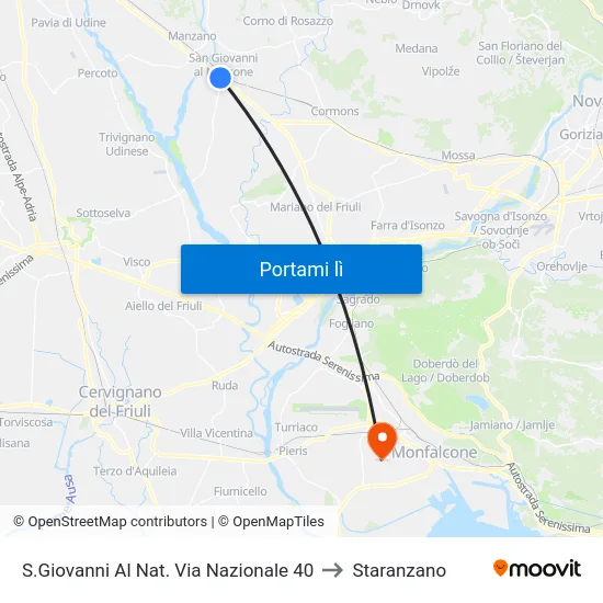 S.Giovanni Al Nat. Via Nazionale 40 to Staranzano map