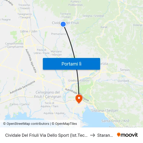 Cividale Del Friuli Via Dello Sport (Ist.Tecnico Agrario) to Staranzano map