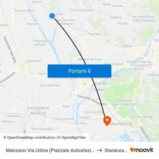 Manzano Via Udine (Piazzale Autostazione) to Staranzano map