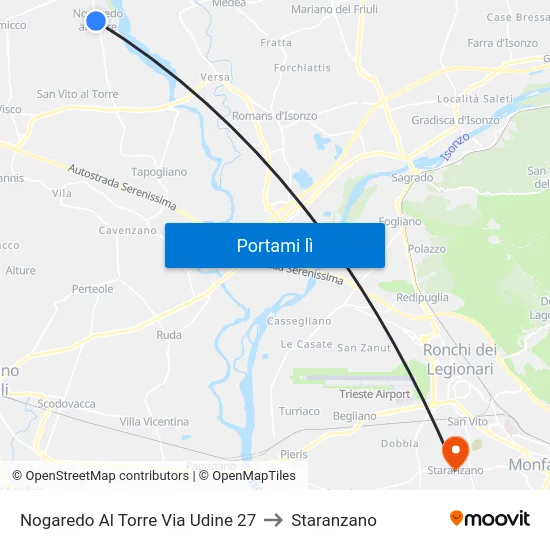 Nogaredo Al Torre Via Udine 27 to Staranzano map