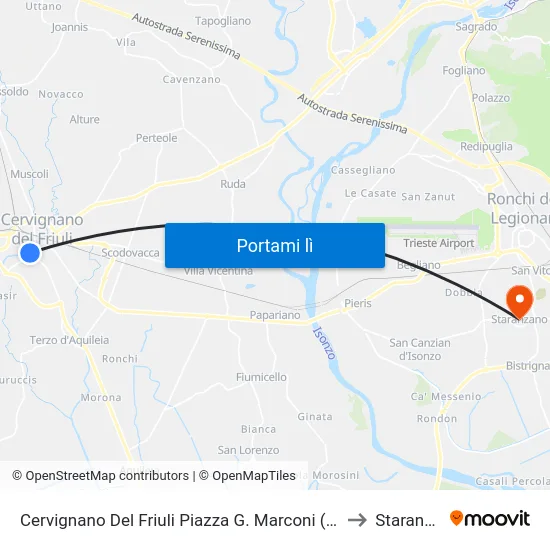 Cervignano Del Friuli Piazza G. Marconi (Autostazione) to Staranzano map
