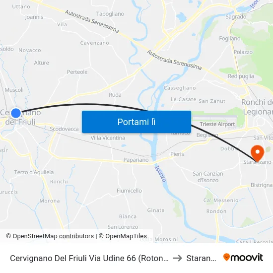 Cervignano Del Friuli Via Udine 66 (Rotonda, Dir. Udine) to Staranzano map