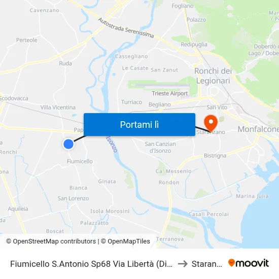 Fiumicello S.Antonio Sp68 Via Libertà (Dir.Villa Vicentina) to Staranzano map