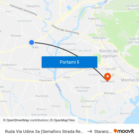 Ruda Via Udine 3a (Semaforo Strada Regionale 351) to Staranzano map