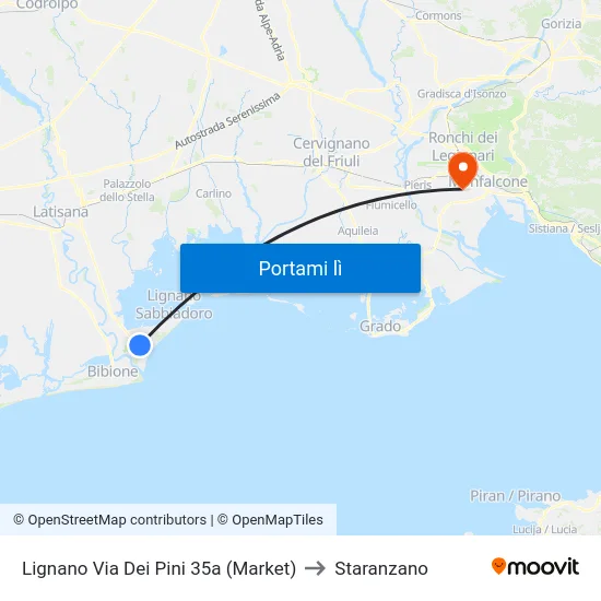 Lignano Via Dei Pini 35a (Market) to Staranzano map