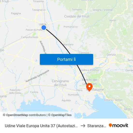 Udine Viale Europa Unita 37 (Autostazione) to Staranzano map