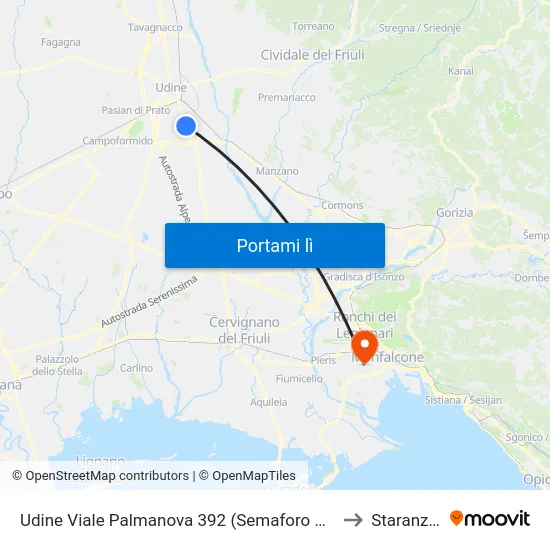 Udine Viale Palmanova 392 (Semaforo Via Verona) to Staranzano map