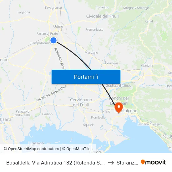 Basaldella Via Adriatica 182 (Rotonda S.Sebastiano) to Staranzano map