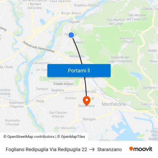 Fogliano Redipuglia Via Redipuglia 22 to Staranzano map