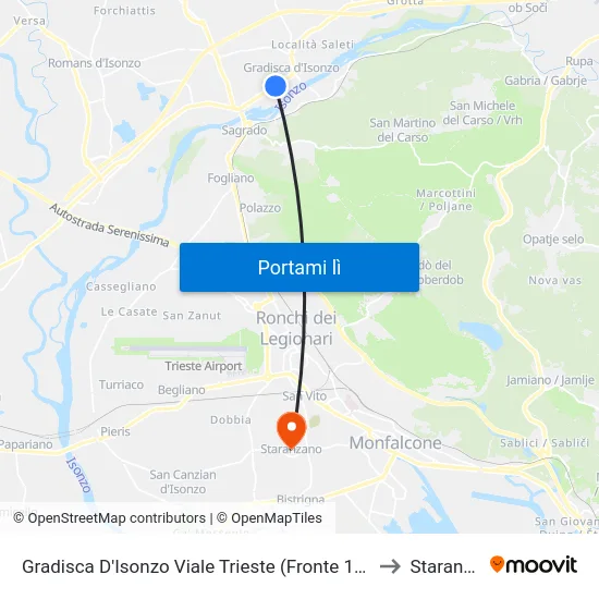 Gradisca D'Isonzo Viale Trieste (Fronte 137, Grattacielo) to Staranzano map