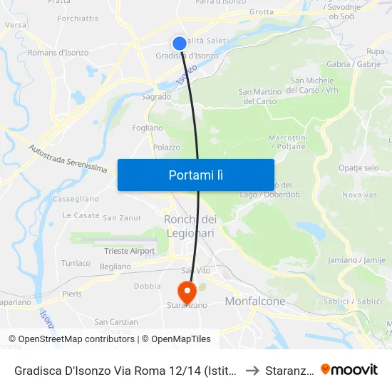 Gradisca D'Isonzo Via Roma 12/14 (Istituto Agrario) to Staranzano map