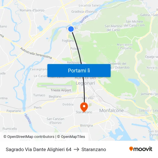 Sagrado Via Dante Alighieri 64 to Staranzano map