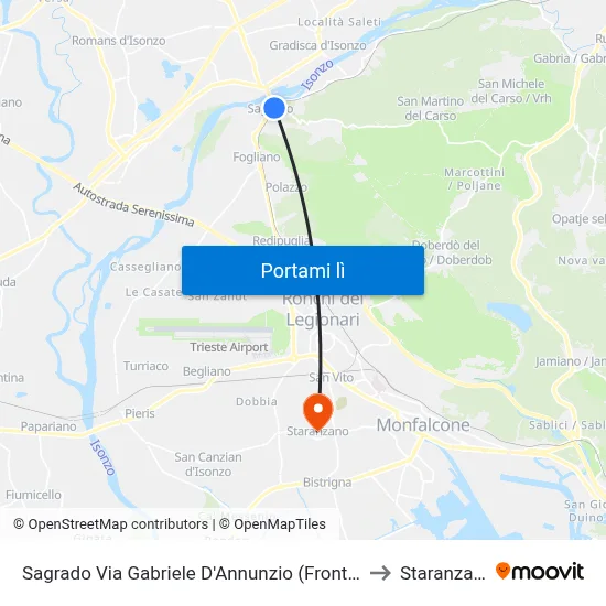 Sagrado Via Gabriele D'Annunzio (Fronte 11) to Staranzano map