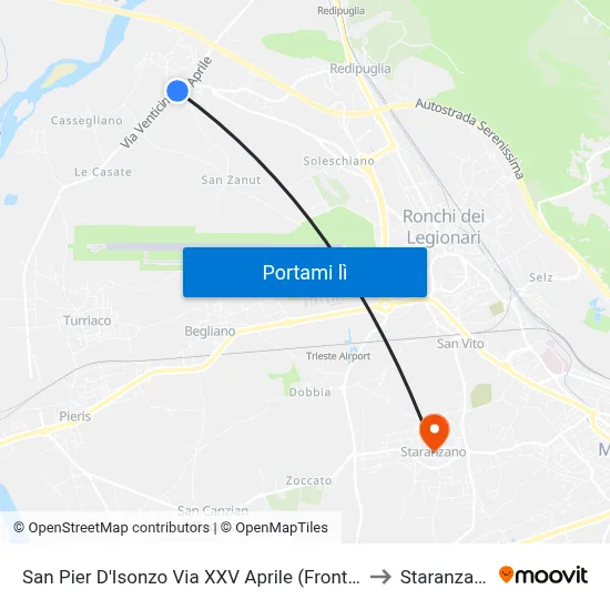 San Pier D'Isonzo Via XXV Aprile (Fronte 8) to Staranzano map