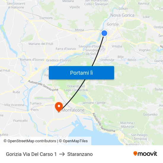 Gorizia Via Del Carso 1 to Staranzano map