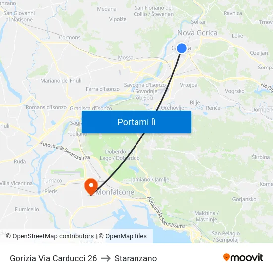 Gorizia Via Carducci 26 to Staranzano map