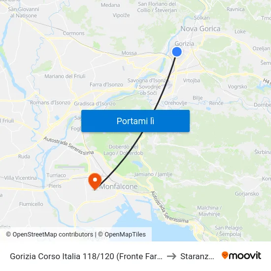 Gorizia Corso Italia 118/120 (Fronte Farmacia) to Staranzano map