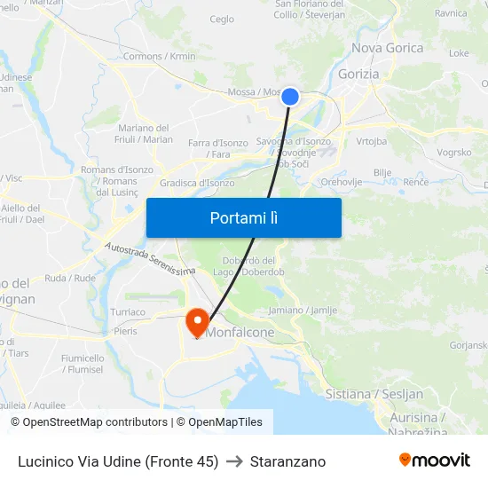Lucinico Via Udine (Fronte 45) to Staranzano map